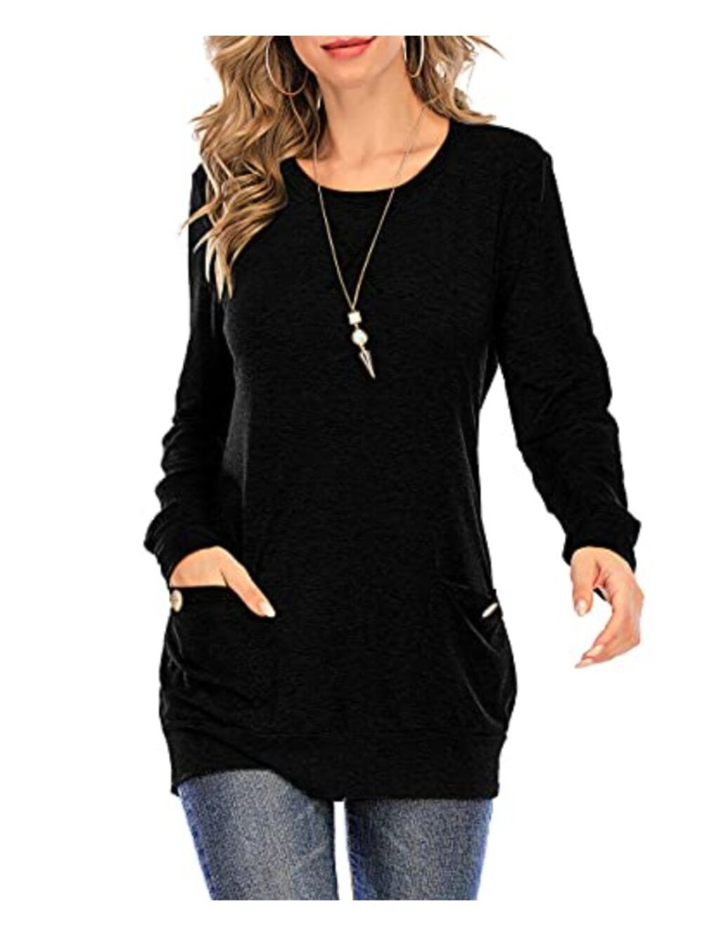 SUNDELL Women's Long Sleeve Tunic Top with Pockets